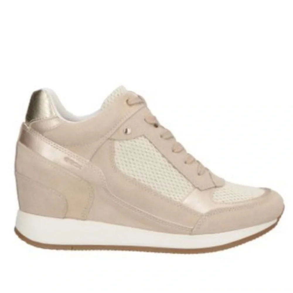 Geox NIB Nydame Wedge Sneaker Lt Taupe Size EU 39 - Picture 2 of 7